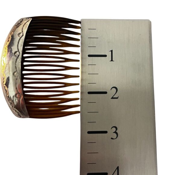 Vintage Navajo Sterling Silver Hair Combs Pair Hand Stamped Artisan Signed LP - Picture 13 of 13